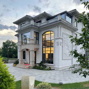 达州 白麻花岗岩私人别墅干挂石材豪华定制