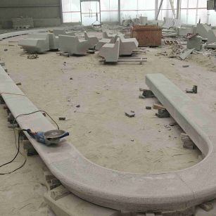 达州 芝麻白花岗岩弧形花坛石，坐凳石