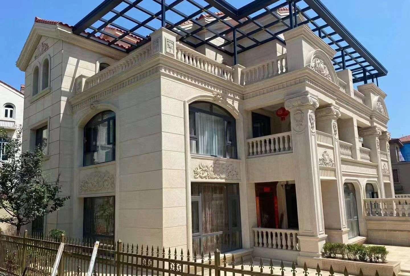 达州 黄金麻花岗岩荔枝面别墅外墙干挂